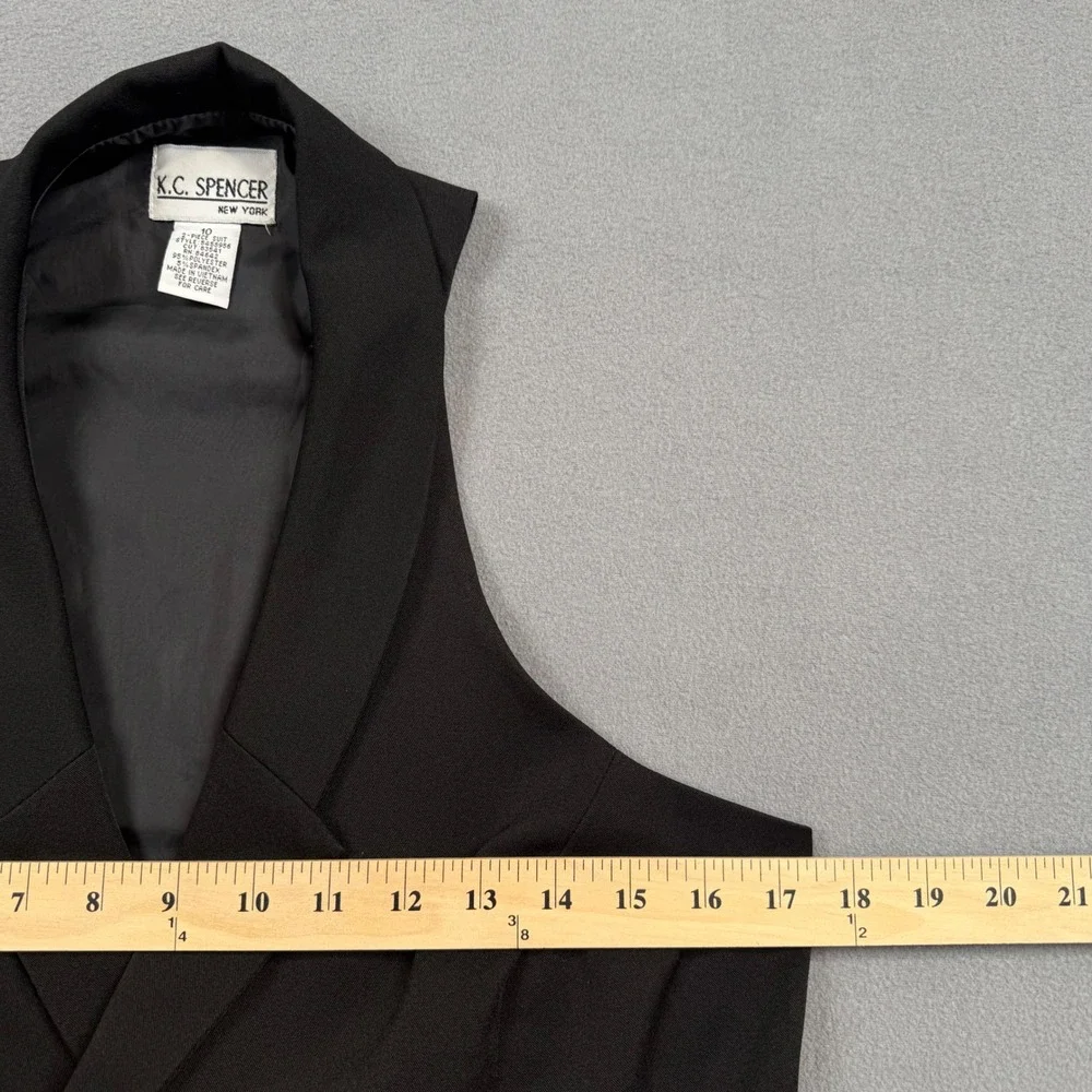 VTG 90s K.C. Spencer NY Black Double Breasted Racerback Tuxedo Vest Top 10